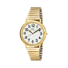 ILA Men Jumbo Gold Tone Low Vision Watch with Flex Expansion Band